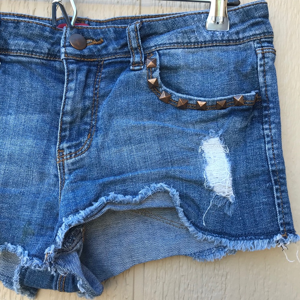 Forever 21 Premium Blue Denim Jean Shorts Studs 29